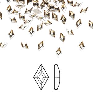 Flat back 6pk crystal golden shadow foil back, Crystal Passions® 5x3mm diamond 2773