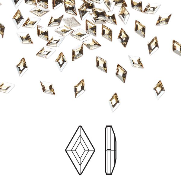 Flat back 6pk crystal golden shadow foil back, Crystal Passions® 5x3mm diamond 2773 image number 0