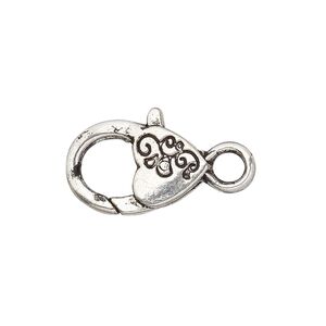 Clasp lobster claw 1pkg6 silver-plated "pewter" (zinc alloy), 19.5x12.5mm double-sided, antique 1-strand