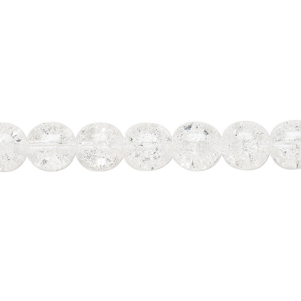Bead, Czech crackle glass druk, clear, 8mm round. Sold per 15-1/2" to 16" strand, approximately 50 beads. image number 0
