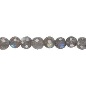 Labradorite 1pkg1, hand-cut faceted round bead natural 18 inch graduated 6-8mm