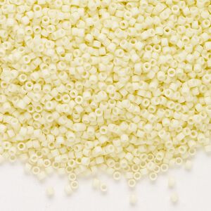 Seed bead, Delica®, glass, pkg/250g, #11 round, opaque matte glazed pale yellow (DB-1511-1).