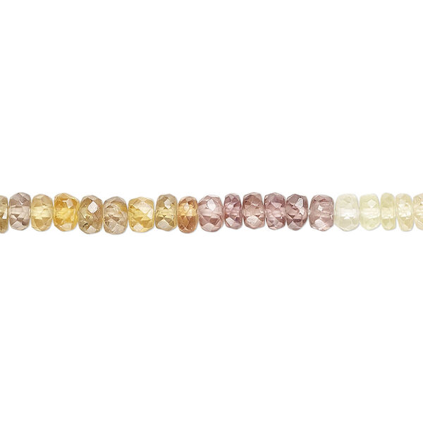 Bead, chrysoberyl (natural), 4x2mm-5x3mm hand-cut faceted rondelle, B+ grade, Mohs hardness 8-1/2. Sold per 14-inch strand, approximately 155 beads. image number 0