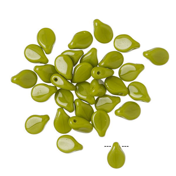 Bead, Preciosa Pip™, Czech pressed glass, opaque chartreuse, 7x5mm top-drilled pip. Sold per pkg of 30. image number 0