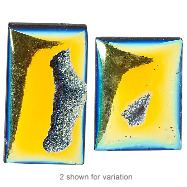 Druzy agate 1pkg1, hand-cut non-calibrated dichroic rectangle cab C grade, 25x20mm-37x31mm image number 0