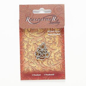 Component, antiqued silver-finished "pewter" (zinc-based alloy), 27x27x25mm double-sided fancy triangle with vine design. Sold individually.