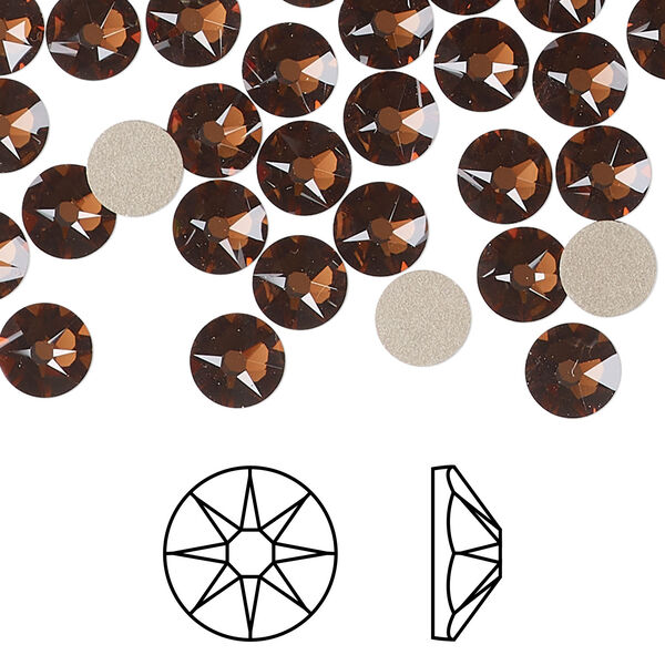 Flat back 1pkg144 smoked topaz foil back, Crystal Passions® Regenerated 6.32-6.5mm rose round SS30 2088 image number 0