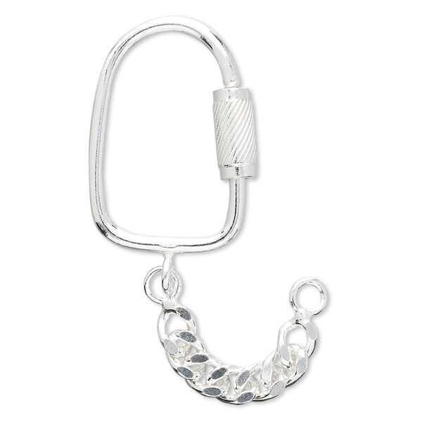 Key ring, sterling silver, 3 inches long with chain. Sold individually. image number 0