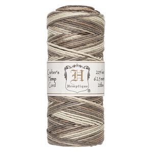Cord, Hemptique®, polished variegated hemp, camo, 1mm diameter, 20-pound test. Sold per 205-foot spool.