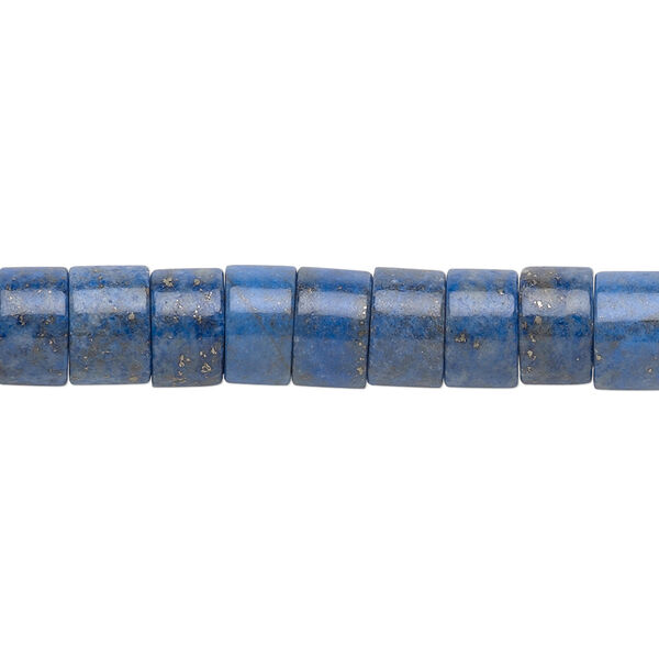 Bead, lapis lazuli (natural), 8x4mm heishi, B grade, Mohs hardness 5 to 6. Sold per 15-1/2" to 16" strand. image number 0