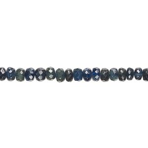 Blue-green sapphire 1pkg1, hand-cut faceted rondelle bead 14 inch 3x1mm-5x4mm
