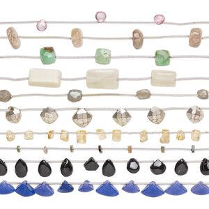 Multi-gemstone 1pkg10, hand-cut mixed shape bead 4.5-7 inch mix 3x1mm-17x11mm