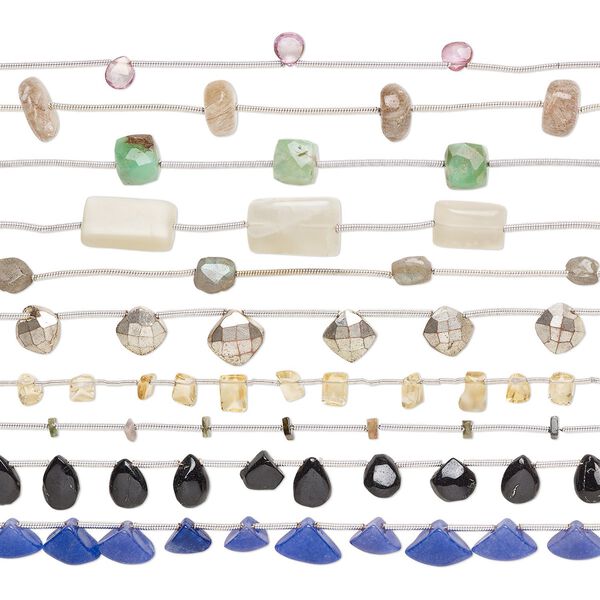 Multi-gemstone 1pkg10, hand-cut mixed shape bead 4.5-7 inch mix 3x1mm-17x11mm image number 0