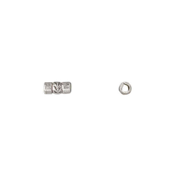 Bead, Hill Tribes, antiqued sterling silver, 7x3mm fancy tube. Sold per pkg of 16. image number 0