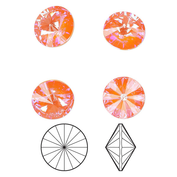 Chaton 4pk crystal orange glow DeLite, Crystal Passions® 14mm rivoli 1022 image number 0