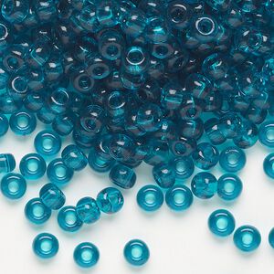 Seed bead, Miyuki, glass, pkg/250g, #6 rocaille, transparent teal (RR-2405).