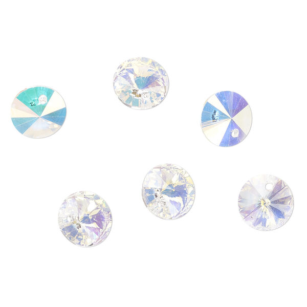 Drop 6pk crystal AB, Preciosa Czech crystal 10mm pendant rivoli image number 0