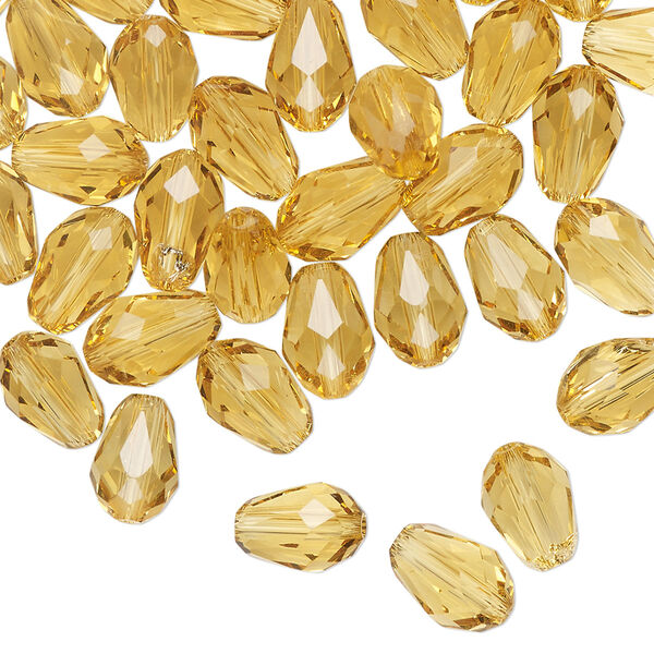 Bead Celestial Crystal® 1pkg60, 8x6mm teardrop / 66 facets, transparent gold image number 0