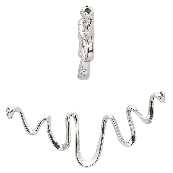 Focal, sterling silver, 42x27mm hand-shaped wave. Sold individually. image number 0