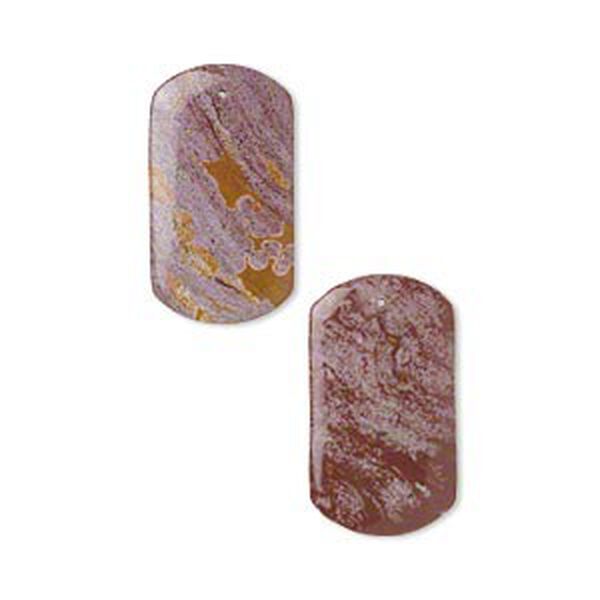 Focal, ocean jasper (natural), 45x25mm dog tag, B- grade, Mohs hardness 6-1/2 to 7. Sold per pkg of 2. image number 0