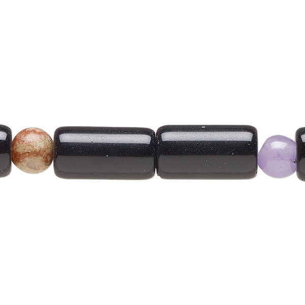 Obsidian / black obsidian 1pkg1, tube / round bead natural 15.5-16 inch 14x8mm / 6mm image number 0