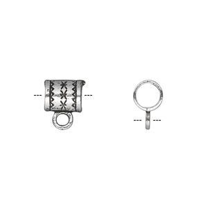 Bead, antique silver-plated "pewter" (zinc-based alloy), 8x6mm double-sided tube with loop. Sold per pkg of 50.