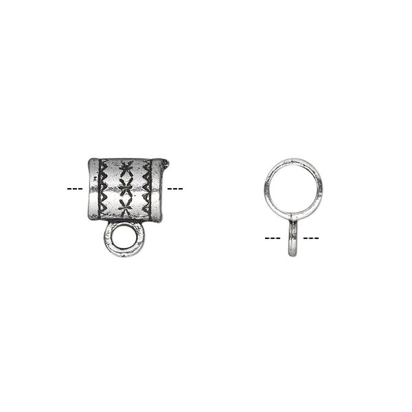 Bead, antique silver-plated "pewter" (zinc-based alloy), 8x6mm double-sided tube with loop. Sold per pkg of 50. image number 0