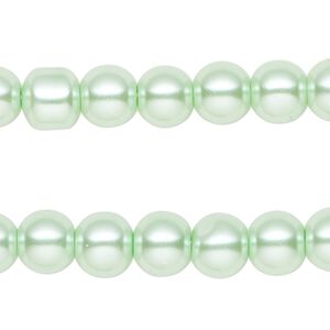 Bead, glass pearl, mint green, 8mm round. Sold per pkg of (2) 15-inch strands, approximately 100 beads.