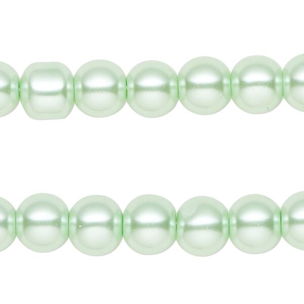 Bead, glass pearl, mint green, 8mm round. Sold per pkg of (2) 15-inch strands, approximately 100 beads. image number 0