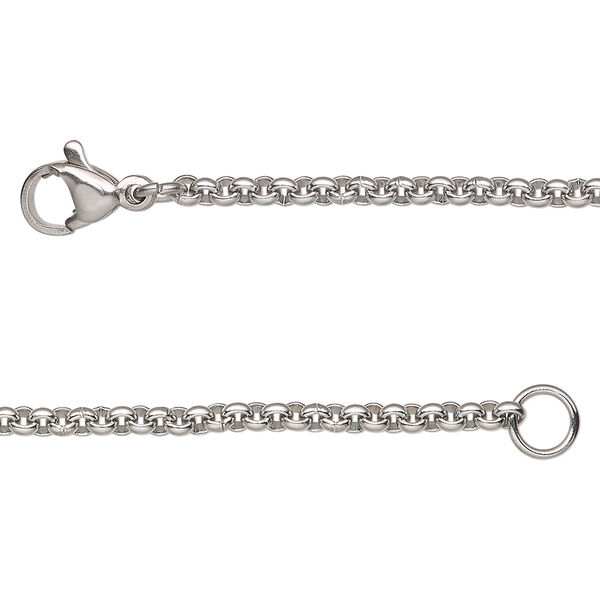 Chain 1pkg1 rolo, 2.5mm / lobster claw clasp, stainless steel 16 inch image number 0