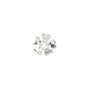 Component, silver-finished steel, 11mm single-sided flower. Sold per pkg of 20.