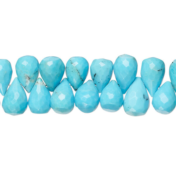 Turquoise 1pkg1, top-drilled faceted teardrop bead B grade, 8 inch 8x6mm-9x6mm image number 0