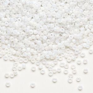 Seed bead, Dyna-Mites™, glass, pkg/1/2kg, #11 round, opaque rainbow white, (743R 11/0 RR).