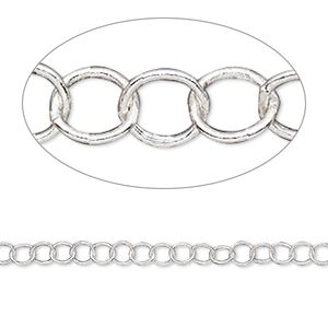 Chain 1pkg1 silver-plated cable, 3mm round, brass 50 foot unfinished