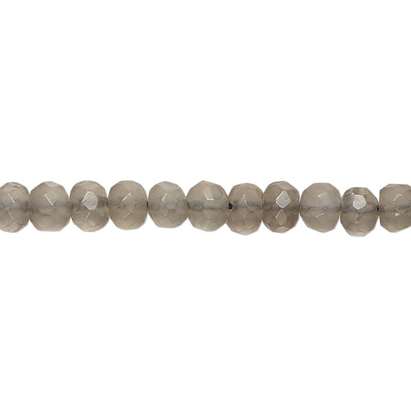 Bead, smoky quartz (heated/irradiated), light, 5x3mm-6x4mm hand-cut faceted rondelle, C grade, Mohs hardness 7. Sold per 14-inch strand, approximately 90 beads. image number 0