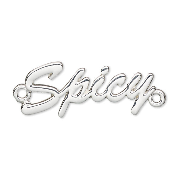 Focal, silver-finished "pewter" (zinc-based alloy), 32x14mm single-sided "Spicy." Sold individually. image number 0