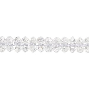 Quartz crystal 1pkg1, faceted rondelle bead natural 15.5-16 inch 8x5mm
