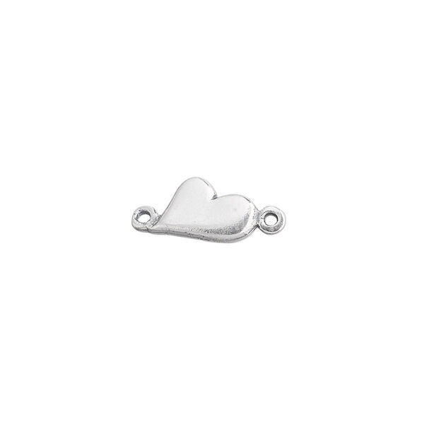 Link, JBB Findings, sterling silver, 11x9mm fallen heart. Sold individually. image number 0