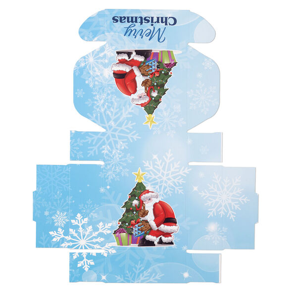 Box, paper, multicolored, 3x3x1-inch unassembled square with Santa Claus and Christmas tree. Sold per pkg of 10. image number 2