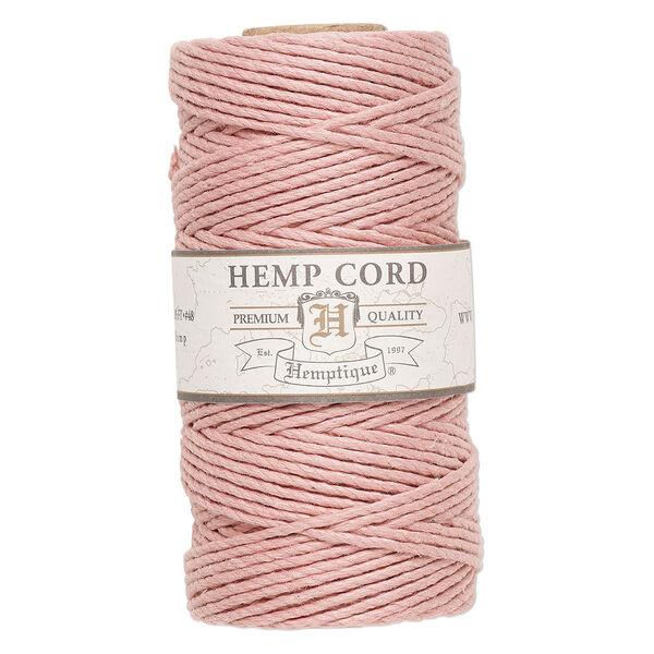 Cord, Hemptique®, polished hemp, dusty pink, 1.8mm diameter, 48-pound test. Sold per 205-foot spool. image number 0