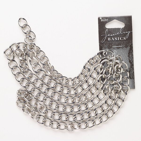 Chain, steel, pkg/36 inches, 8.4mm curb, antique silver finish. image number 0