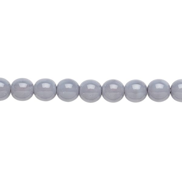Bead, Czech dipped décor glass druk, blue grey, 6mm round. Sold per 15-1/2" to 16" strand. image number 0
