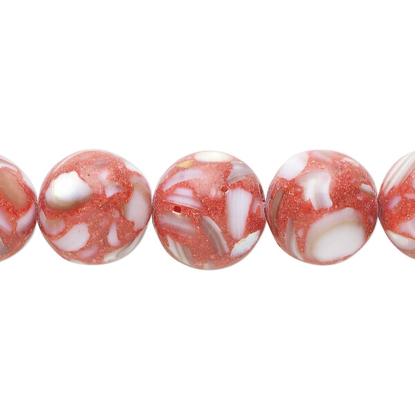 Multi-gemstone / mother-of-pearl shell / resin 1pkg1, round bead 15 inch 11-13mm image number 0
