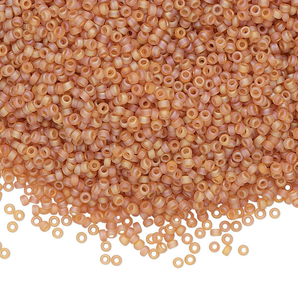 Seed bead, Miyuki, glass, pkg/250g, #15 rocaille, translucent matte rainbow topaz, (RR-133FR). image number 0