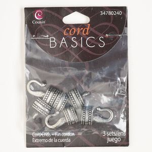 Clasp hook&eye 1pkg3 "pewter" (zinc alloy), 30x13mm / fits 10x7mm cord, antique silver-finished 1-strand