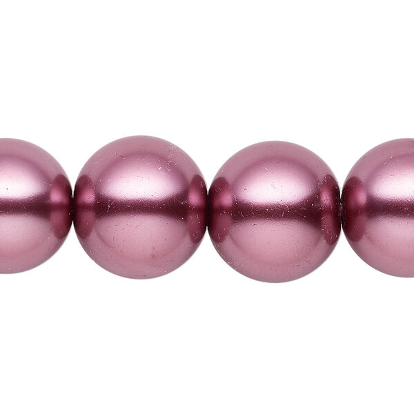Bead, glass, opaque dusty rose, 15-16mm round. Sold per 15-1/2" to 16" strand. image number 0