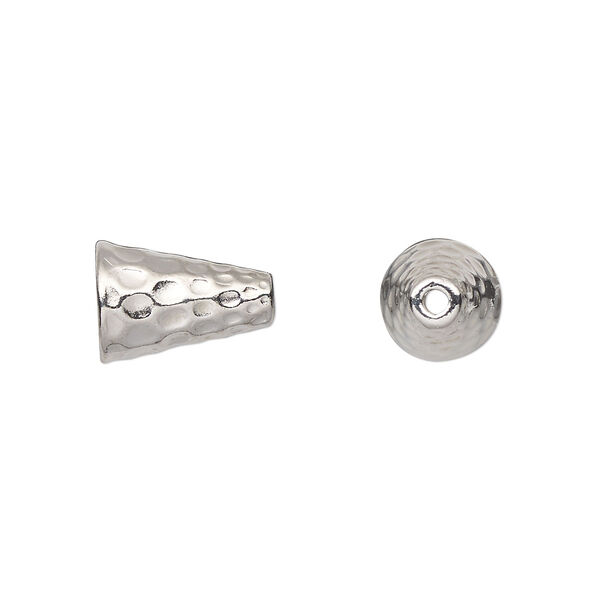 Cone, TierraCast®, white bronze-plated pewter (tin-based alloy), 12.5x9mm hammered. Sold per pkg of 2. image number 0
