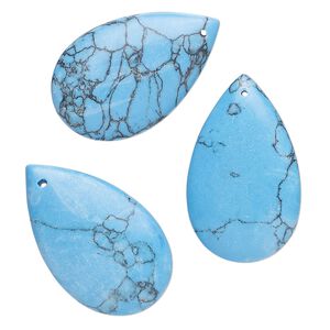 Focal, "turquoise" (resin) (imitation), 25x15-6mm - 30x19mm teardrop. Sold per pkg of 3.