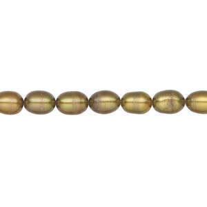 Freshwater pearl 1pkg1, rice, 15 inch golden olive 4-5mm cultured