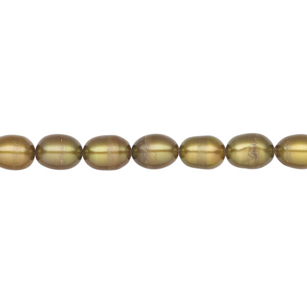 Freshwater pearl 1pkg1, rice, 15 inch golden olive 4-5mm cultured image number 0
